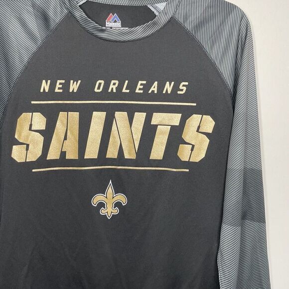NEW ORLEANS Saints Shirt Mens S Long-Sleeve Performance Majestic Cool Base NFL - Picture 2 of 7